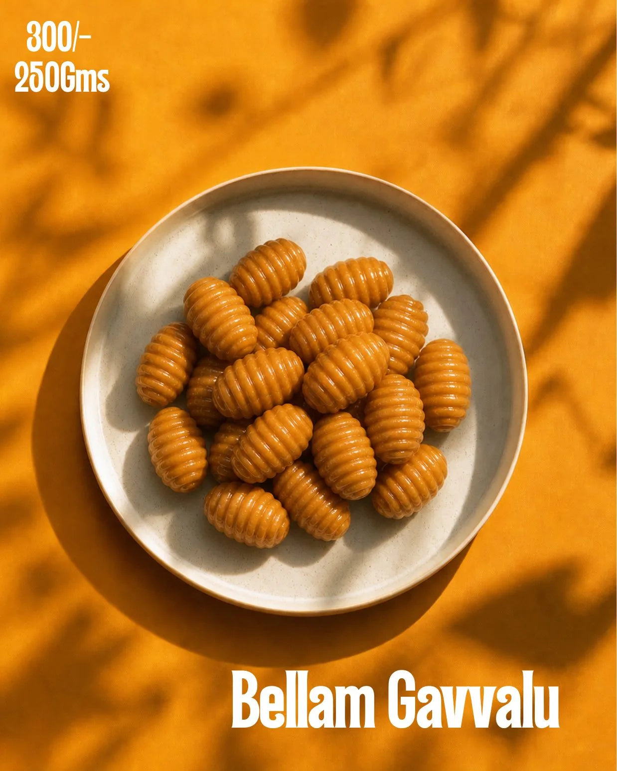 Glossy bellam gavvalu shells piled on a ceramic plate