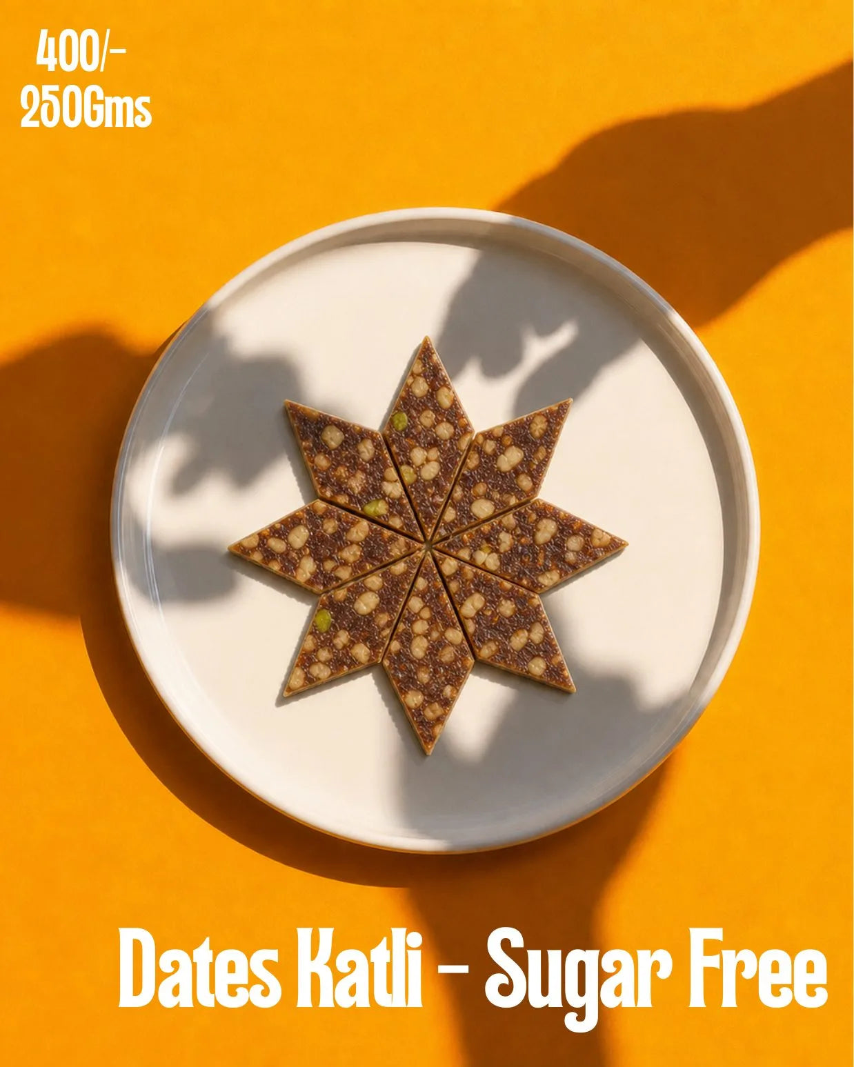 Dates katli diamonds arranged as an eight-point star