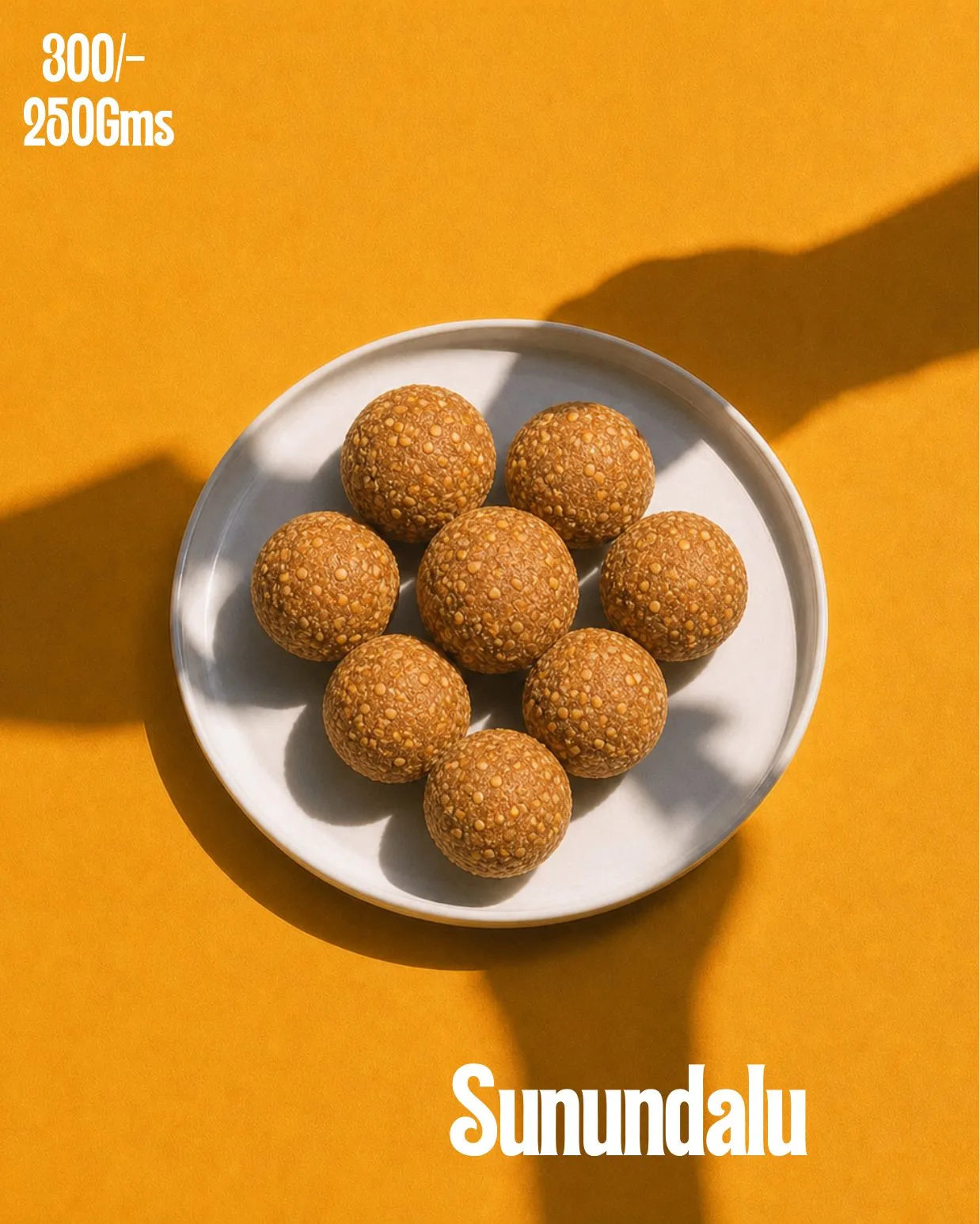 Sunundalu urad dal laddoos arranged on a white plate